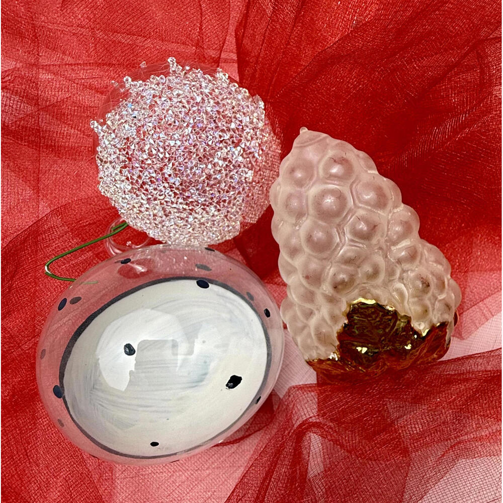 Swarovski Annual 2016 Ornament and 2 Hand Blown, Hand Painted Artisan Ornaments - Picture 2 of 4